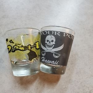 2 Souvenir Shot Glasses Hawaii & Oahu